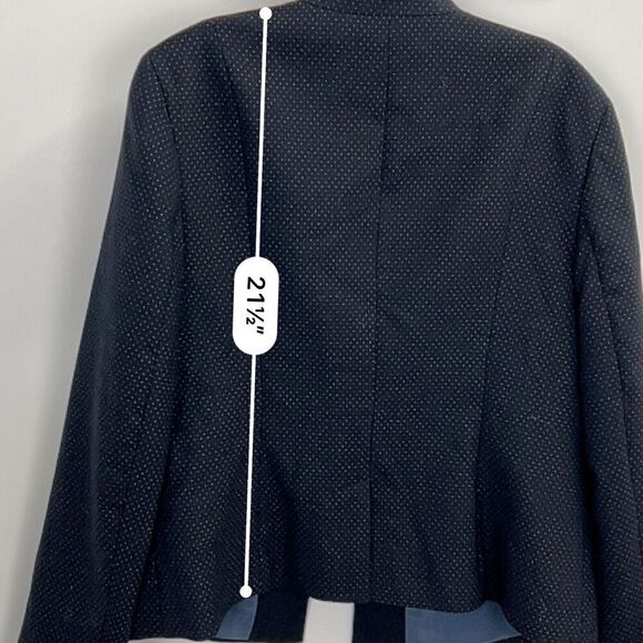 Talbots Blazer Navy Blue Wool Blend Polka Dot Jacket Blazer Size 12 - Picture 10 of 13